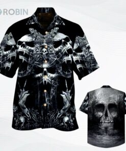 Screaming Skull Hawaiian Shirt Short Sleeve Black Hawaiian Shirts
