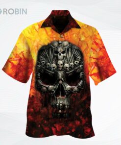 Skeleton Shaped Skull All Over Printed 3D Hawaiian Shirt, Cool Skeleton Hawaii Shirts