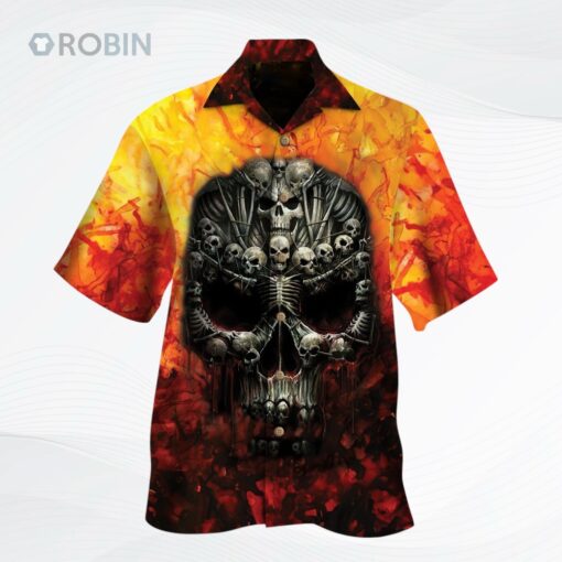 Skeleton Shaped Skull All Over Printed 3D Hawaiian Shirt, Cool Skeleton Hawaii Shirts