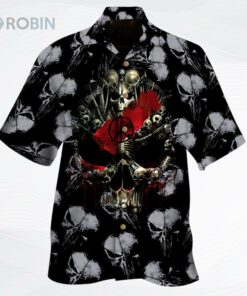 Skull And Bones Red All Over Printed 3D Hawaiian Shirt