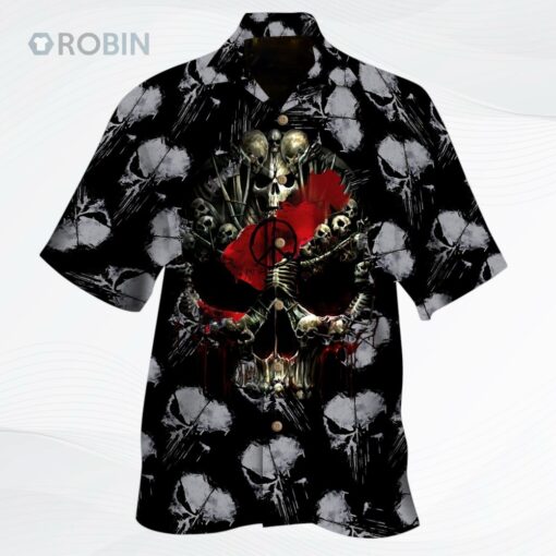 Skull And Bones Red All Over Printed 3D Hawaiian Shirt