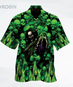 Skull Green The Death Hawaiian Shirt Short Sleeve Halloween Hawaiian Shirts