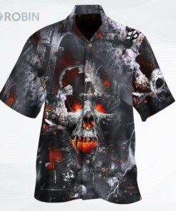 Skull Halloween Hawaii Shirt Savage Skull In The House 3D Hawaiian Shirt