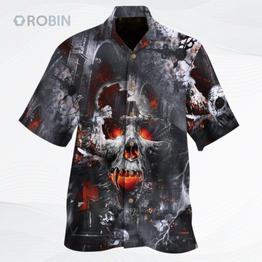 Skull Halloween Hawaii Shirt Savage Skull In The House 3D Hawaiian Shirt