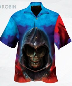 Skull Hawaiian Shirts Men Women Red Blue Smoke Skull All Over Printed 3D Hawaiian Shirt