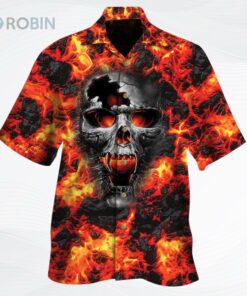 Skull Lava All Over Printed 3D Hawaiian Shirt