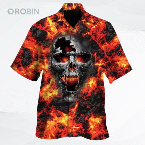 Skull Lava All Over Printed 3D Hawaiian Shirt