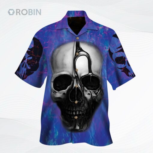 Skull Purple All Over Printed 3D Aloha Shirt, Skull Lover Hawaiian Shirts
