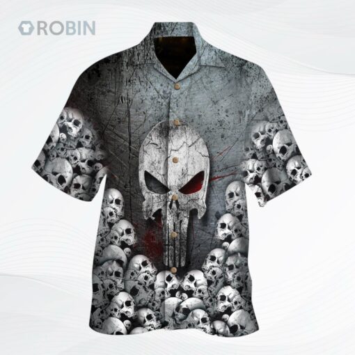 Skull Silver Hawaiian Shirt, Cute Skull Hawaii Aloha Beach Shirt