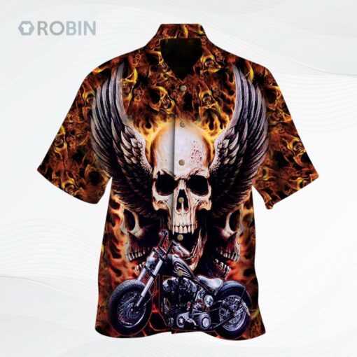 Skulls White Wings Biker Hawaiian Shirts Cute Skulls Lover Hawaiian Shirts