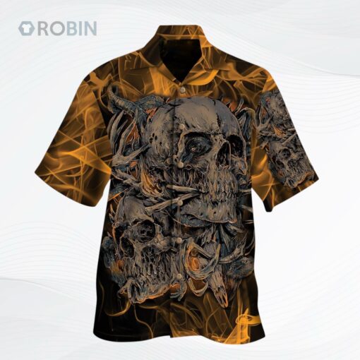 Smoking Skull All Over Printed Hawaiian Shirt Men Women Skull Aloha Shirts