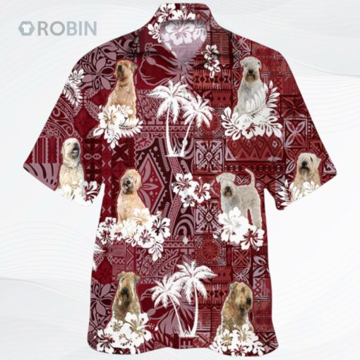 Soft Coated Wheaten Terrier Hawaiian Shirt, Dog Hawaii Shirt Red Tribal Pattern