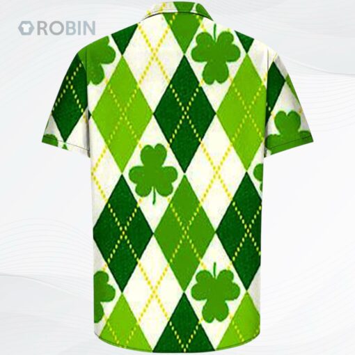 St.Patricks Day Hawaiian Bowling Shirts for Men Short Sleeve Shamrock Printed Beach Casual Aloha Shirt Clover Printed Shirt