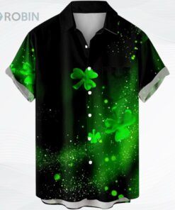 St.Patrick’s Day Shirt Button Down Short Sleeve Vintage Bowling Hawaiian Shirts Irish Clover Printed Casual Shirt
