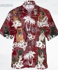 Staffordshire Bull Terrier Hawaiian Shirt, Red Hawaii Shirt For Dog Lovers