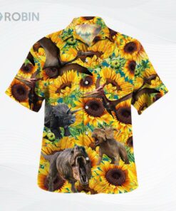 Sunflower Dinosaur Hawaiian Shirt