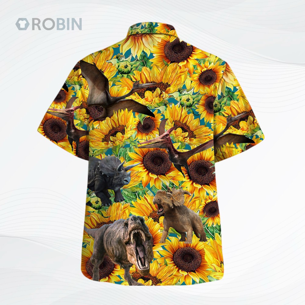 Sunflower Dinosaur Hawaiian Shirt Sunflower Dinosaur Hawaiian Shirt