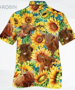 Sunflower Highland Cattle Hawaiian Shirt