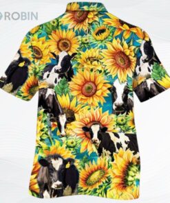 Sunflower Holstein Friesian Cattle Hawaiian Shirt