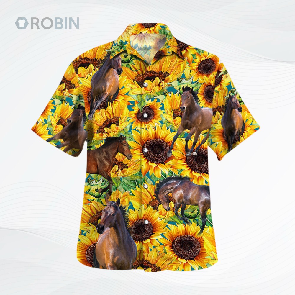 Sunflower Horse Hawaiian Shirt Sunflower Horse Hawaiian Shirt