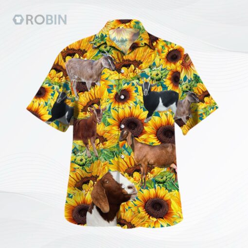 Sunflower Nubian Goat Hawaiian Shirt