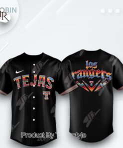 Texas Rangers X Tejas Pride Wear Mexican Heritage 2025 Limited Edition Baseball Jersey   Black