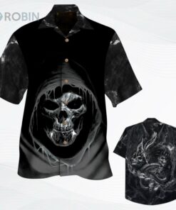 The Reaper Skull Black All Over Printed 3D Hawaiian Shirt The Reaper Skull Black All Over Printed 3D Hawaiian Shirt