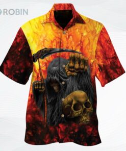 The Reaper Skull Hell All Over Printed 3D Unisex Hawaiian Shirt The Reaper Skull Hell All Over Printed 3D Unisex Hawaiian Shirt