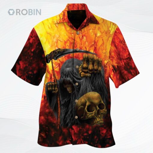 The Reaper Skull Hell All Over Printed 3D Unisex Hawaiian Shirt