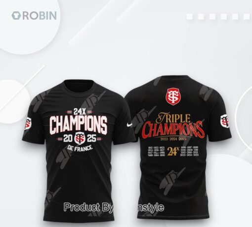 Triple Champions De France 2025 Stade Toulousain 3D Printed Shirt (Hoodie, Shirt, Sweatshirt)