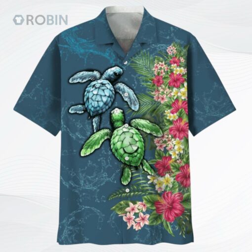 Turtle Flower Hawaiian Shirt, Aloha Beach Shirt For Turtle Lovers, Present To Turtle Lovers