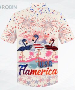 Usa Flamerica Hawaiian Shirt For 4th Of Jul, Summer Flamingo Aloha Beach Shirt For Men And Womens