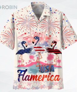Usa Flamerica Hawaiian Shirt For 4th Of Jul, Summer Flamingo Aloha Beach Shirt For Men And Womens Usa Flamerica Hawaiian Shirt For 4th Of Jul, Summer Flamingo Aloha Beach Shirt For Men And Womens