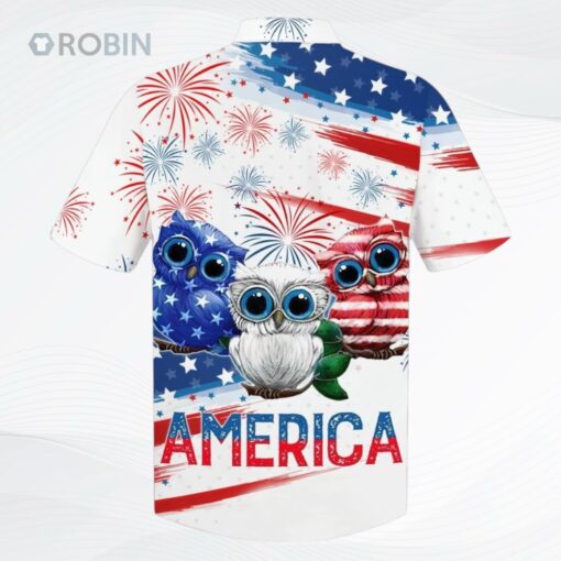 Usa Owl On Unisex Hawaiian Shirt On Independence’S Day, Owl Hawaiian Shirt Short Sleeve