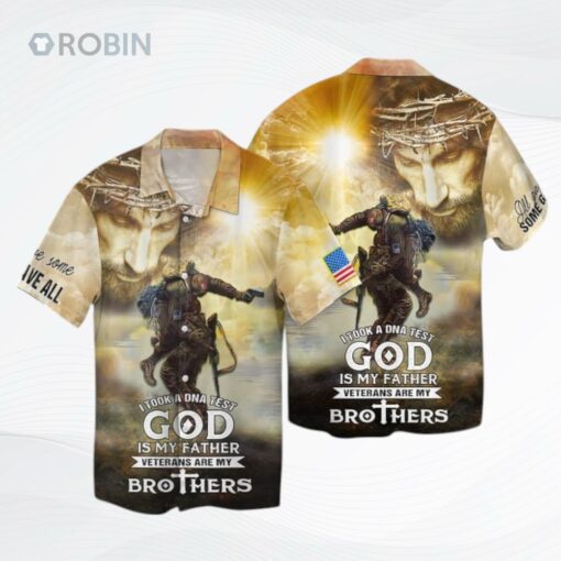 Veteran 3D Full Print Hawaiian Shirt, Christian Jesus God And Veteran Hawaiian Shirts