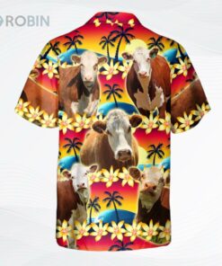 Vintage Hereford Tropical Sunset Hibiscus And Palm Tree Hawaiian Shirt Farm Aloha Beach Shirt Vintage Hereford Tropical Sunset Hibiscus And Palm Tree Hawaiian Shirt Farm Aloha Beach Shirt