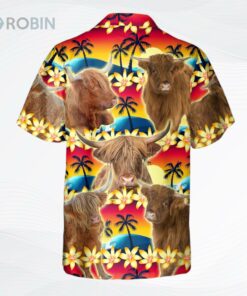 Vintage Highland Tropical Sunset Hibiscus And Palm Tree 3D Hawaiian Shirt Vintage Highland Tropical Sunset Hibiscus And Palm Tree 3D Hawaiian Shirt