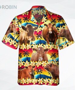 Vintage Red Angus Tropical Sunset Hibiscus And Palm Tree Hawaiian Shirt Vintage Red Angus Tropical Sunset Hibiscus And Palm Tree Hawaiian Shirt