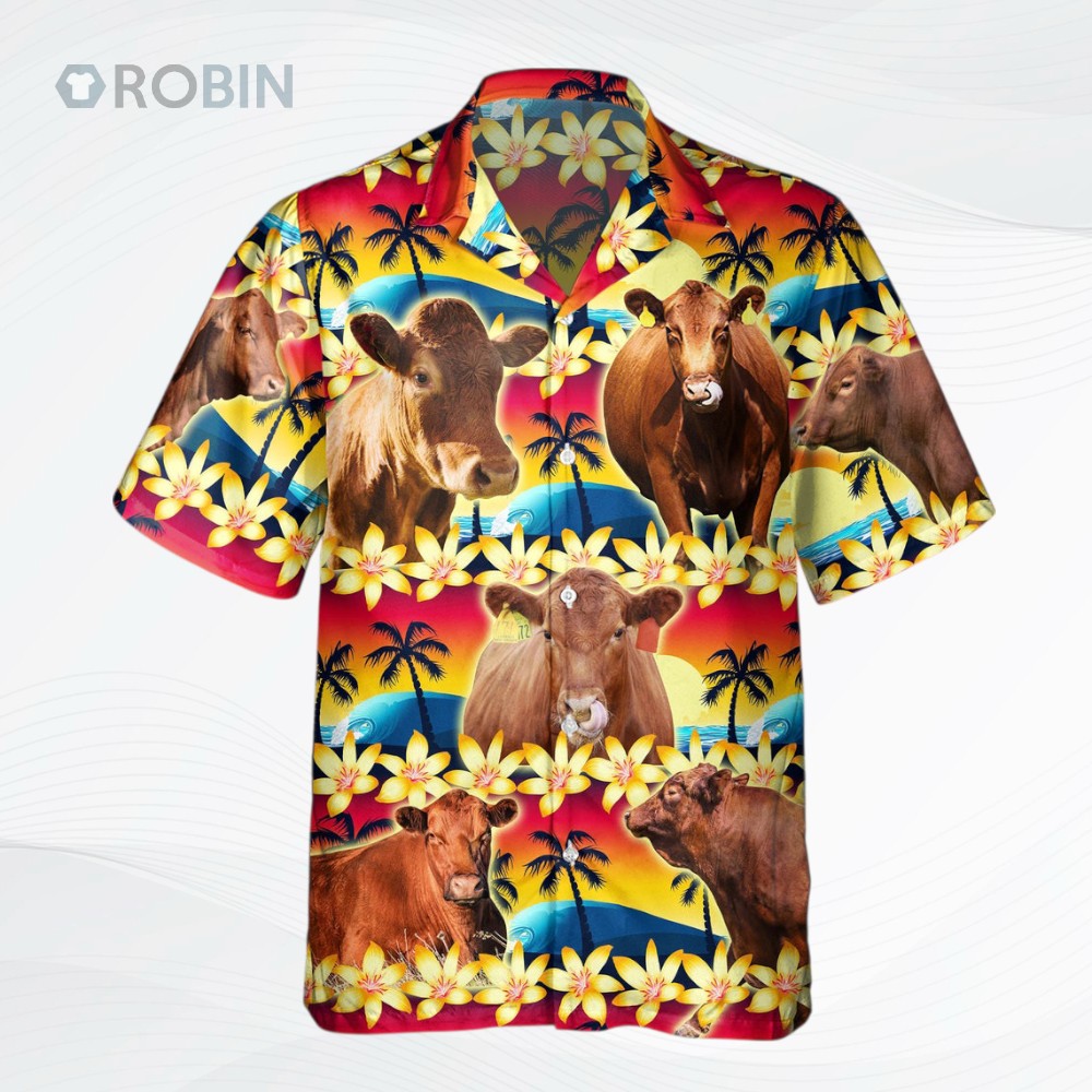 Vintage Red Angus Tropical Sunset Hibiscus And Palm Tree Hawaiian Shirt Vintage Red Angus Tropical Sunset Hibiscus And Palm Tree Hawaiian Shirt