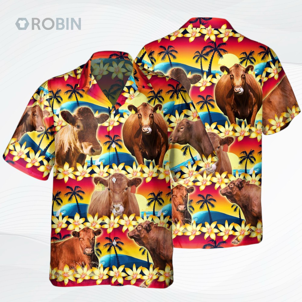 Vintage Red Angus Tropical Sunset Hibiscus And Palm Tree Hawaiian Shirt Vintage Red Angus Tropical Sunset Hibiscus And Palm Tree Hawaiian Shirt