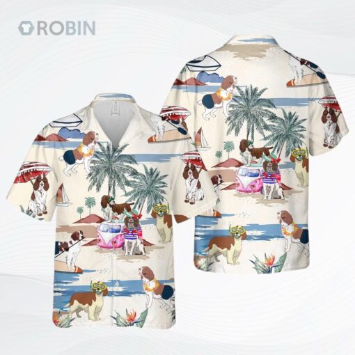 Welsh Springer Spaniel Summer Beach Hawaiian Shirt, Cool Aloha Beach Shirt For Summer