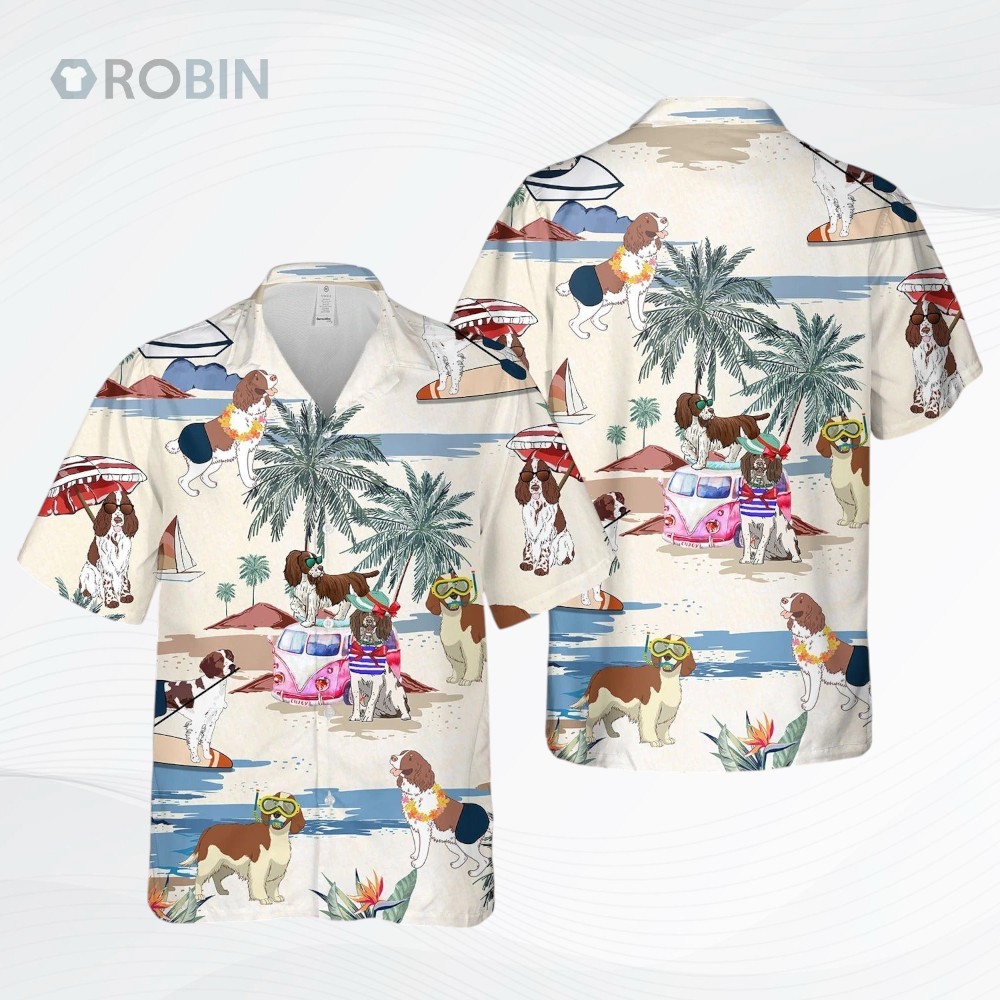 Welsh Springer Spaniel Summer Beach Hawaiian Shirt, Cool Aloha Beach Shirt For Summer Welsh Springer Spaniel Summer Beach Hawaiian Shirt, Cool Aloha Beach Shirt For Summer