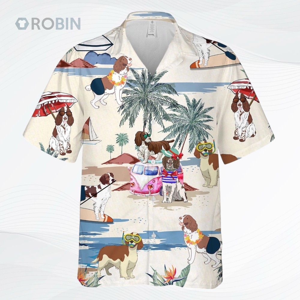 Welsh Springer Spaniel Summer Beach Hawaiian Shirt, Cool Aloha Beach Shirt For Summer Welsh Springer Spaniel Summer Beach Hawaiian Shirt, Cool Aloha Beach Shirt For Summer