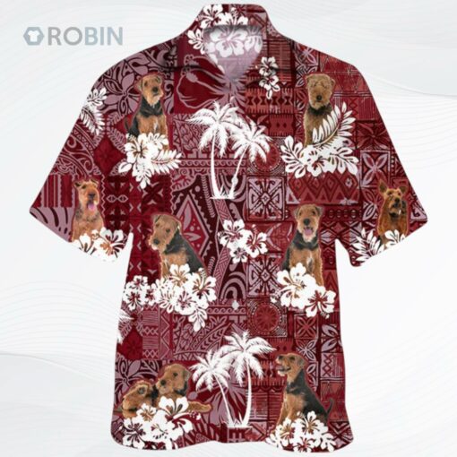 Welsh Terrier Hawaiian Shirt, Dog Hawaiian Shirt Red Tribal Pattern