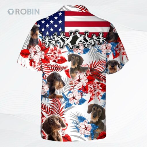 Wirehair Dachshund Hawaiian Shirt, Short Sleeve Dog Full Print Aloha Beach Shirt For Summer