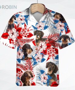 Wirehair Dachshund Hawaiian Shirt, Short Sleeve Dog Full Print Aloha Beach Shirt For Summer