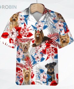 Yorkshire Terrier Hawaiian Shir For Men And Woman, 3D Full Print Dog And Flower Aloha Beach Shirts
