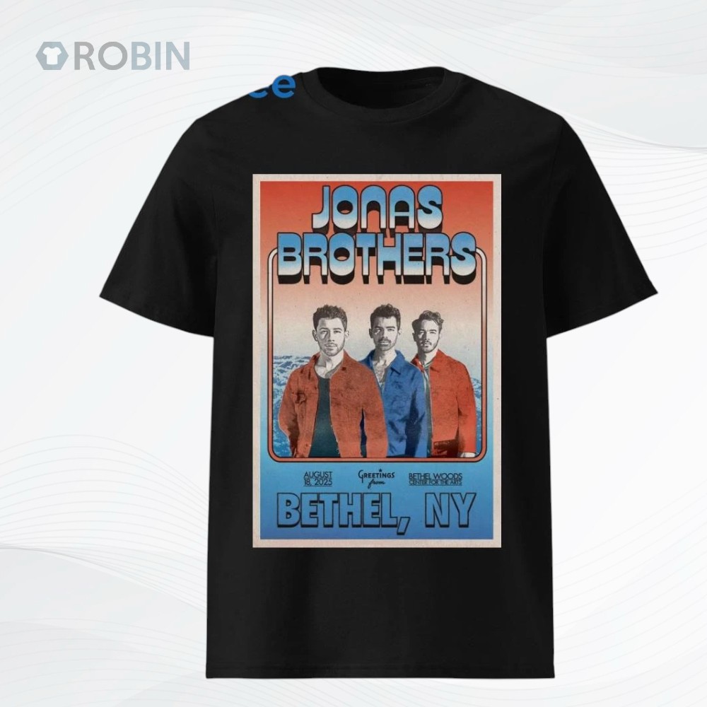 Jonas Brothers Aug 18 2025 Bethel, NY Poster Shirt Jonas Brothers Aug 18 2025 Bethel, NY Poster Shirt