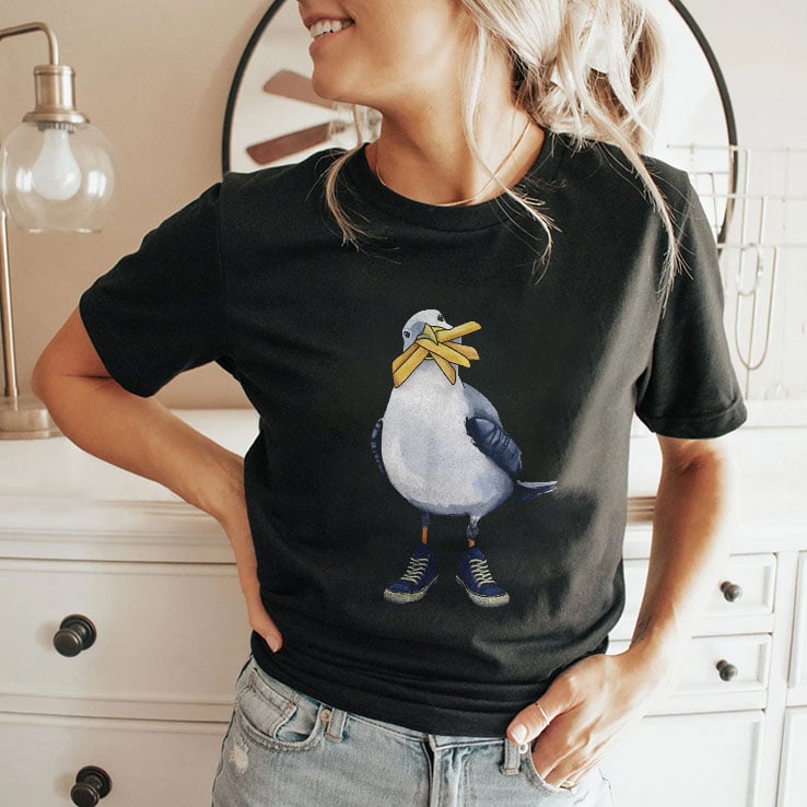 Seagull With Fries And Sneakers Fun Shirt Seagull With Fries And Sneakers Fun Shirt