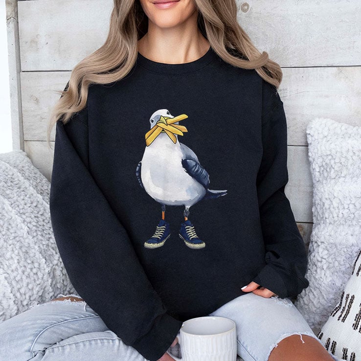 Seagull With Fries And Sneakers Fun Shirt Seagull With Fries And Sneakers Fun Shirt